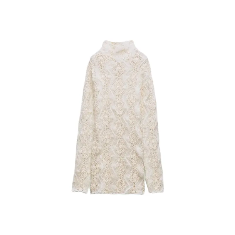ZARA Long Sleeved Dress Women's White-0