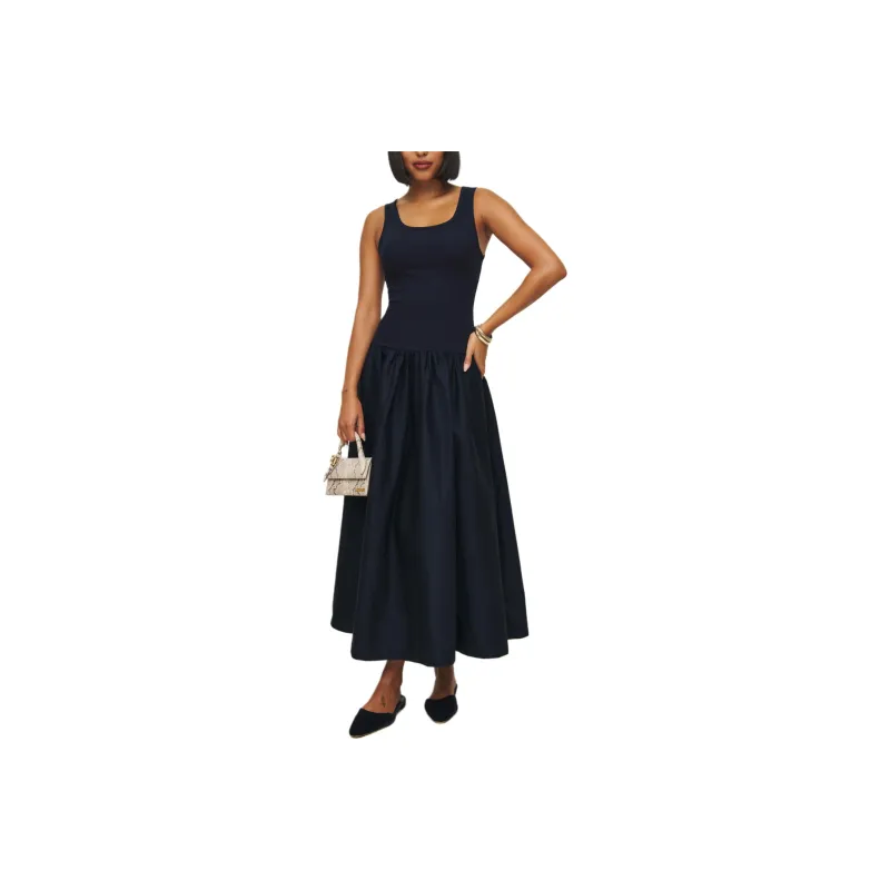 REFORMATION Verdona Dress Sleeveless Dress Women's Marine Blue-0
