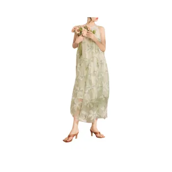 QIAOYUHUAZUN Sleeveless Dress Women's Green