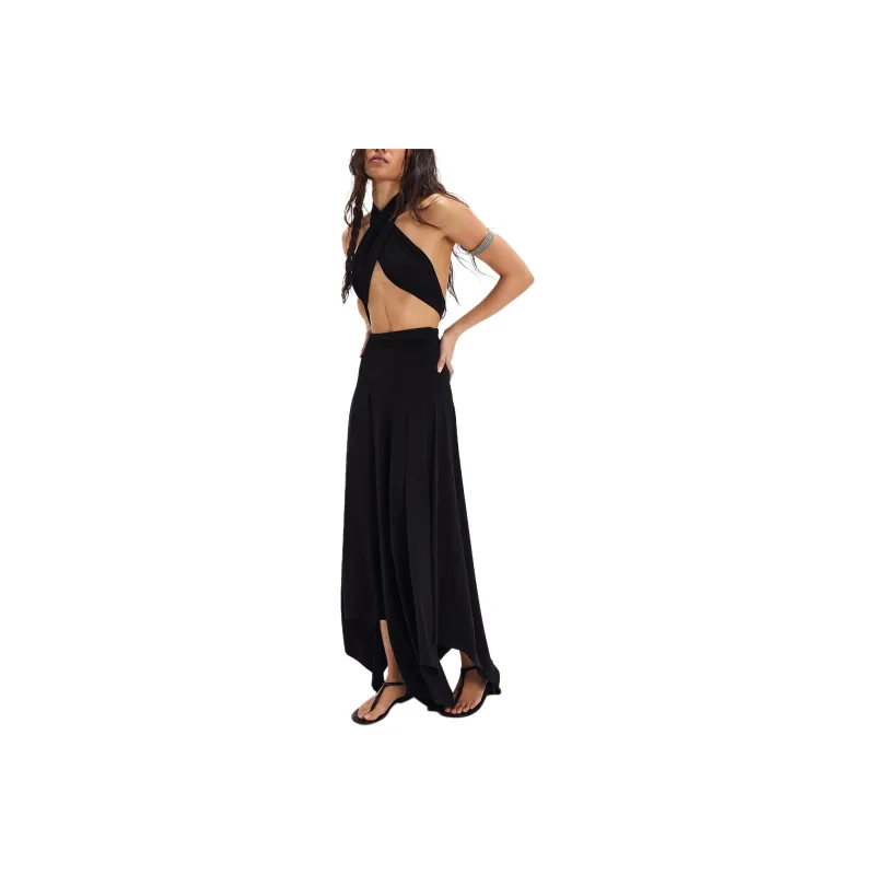 FREE PEOPLE Norma Kamali Convertible Midi Dress Sleeveless Dress Women's Black-0