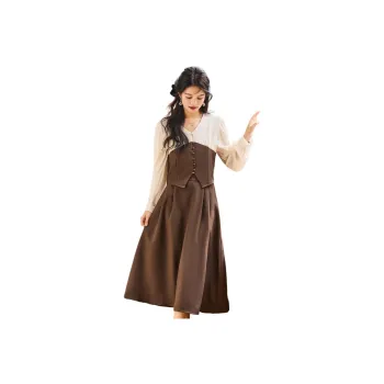 Emodues Skirt Set Women's Beige/Coffee