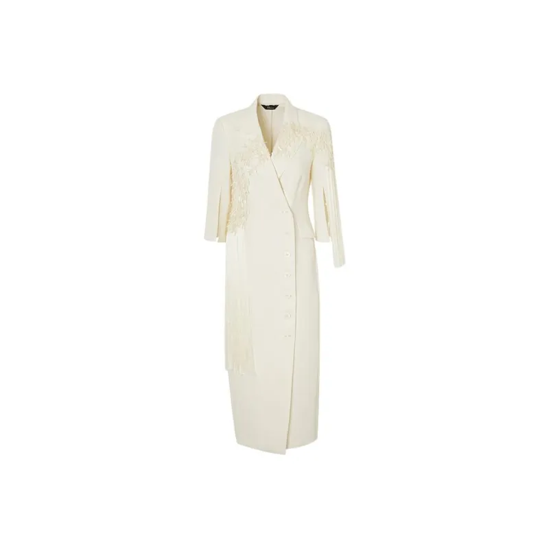 IDPAN Long Sleeved Dress Women's Beige-0