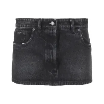 PRADA Denim Washed Ultra Mini Skirt 'Black'