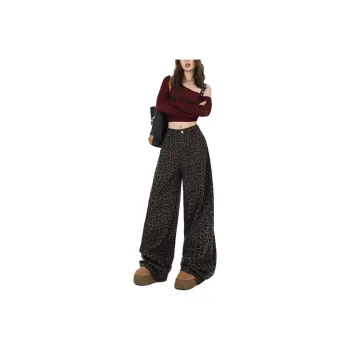YINLEI Jeans Women's Leopard Print