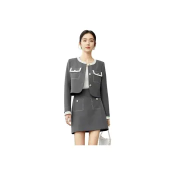 SENTUBILA Two Piece Skirt Sets Women's Mountain Gray