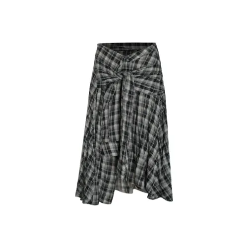 Little Pull Casual Long Skirts Women's Plaid
