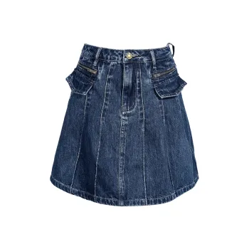 3COLOUR Denim Short Skirts Women's Blue