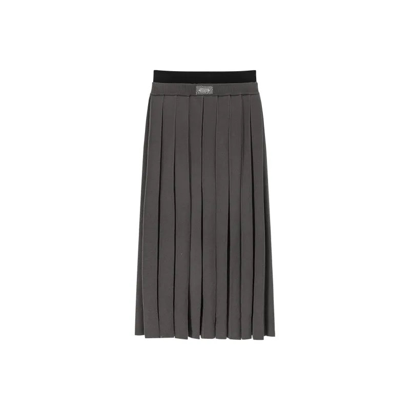 CHUU Casual Long Skirts Women's Gray-0