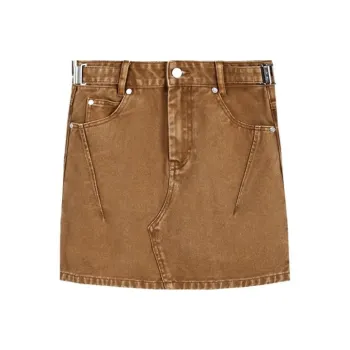 Self Who Denim Short Skirts Women's Gold Brown