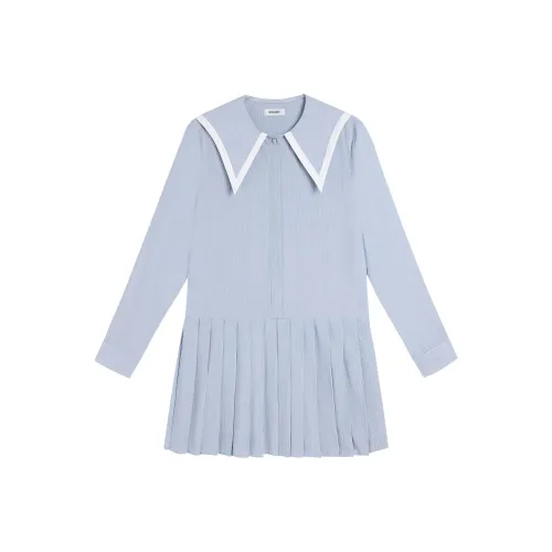 REDOLENCE Long Sleeved Dress Women's Blue