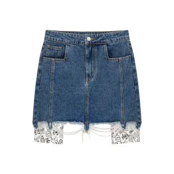CHUU Casual Short Skirts Women's Denim Blue