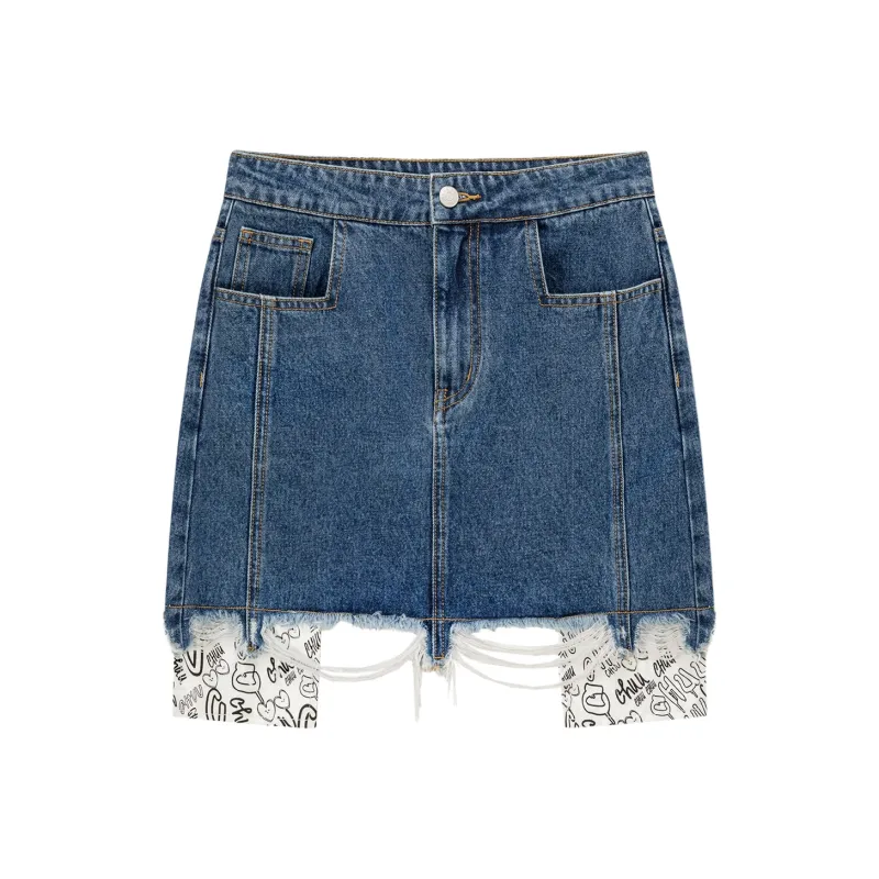CHUU Casual Short Skirts Women's Denim Blue-0