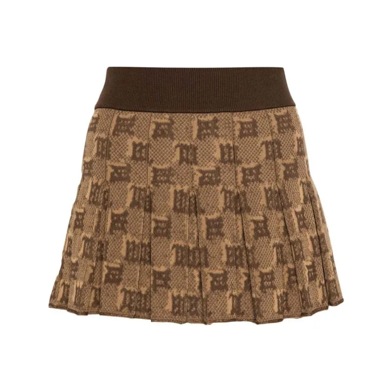 Misbhv Monogram Pleated Knitted Skirt-0