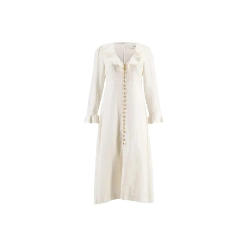 Zimmermann V Neck Ruffled Midi Dress-0