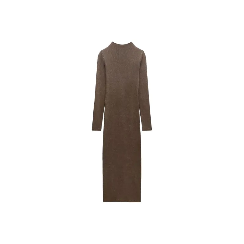 ZARA Long Sleeved Dresses Women's Brown-0