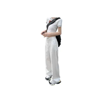 Menglaini Jeans Unisex White