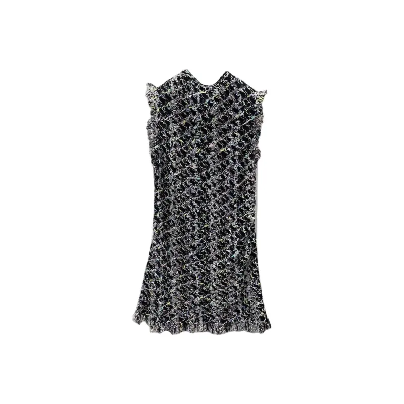 CHANEL Sleeveless Dress Women's Black-0