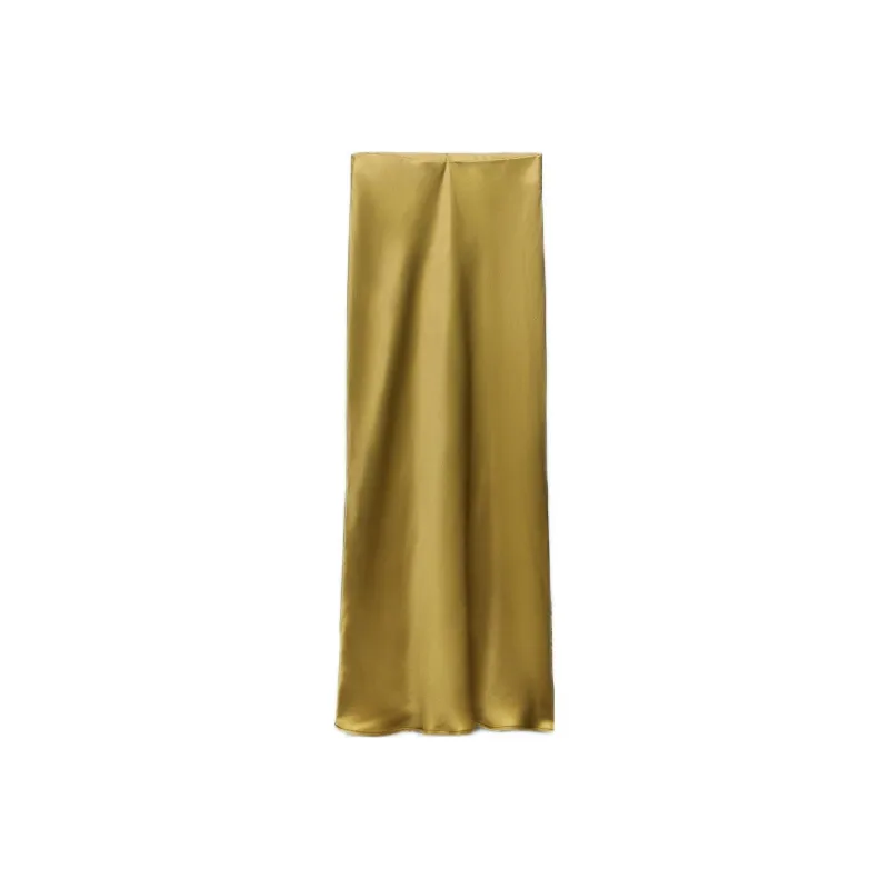 ZARA Casual Long Skirts Women's Olive Green-0