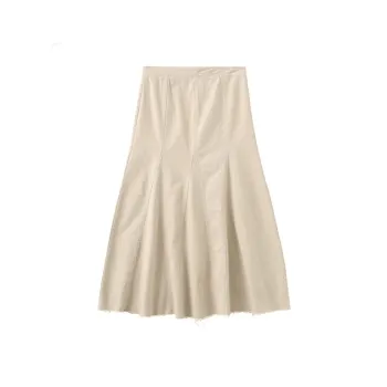 Cubic Casual Long Skirts Women's Beige