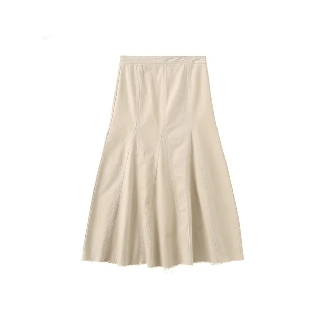 Cubic Casual Long Skirts Women's Beige-0