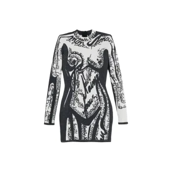 BALMAIN Body motif Embroidered Mini Dress