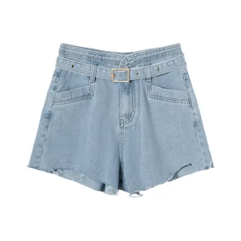 MEETLADY Denim Shorts Women's Light Denim Blue