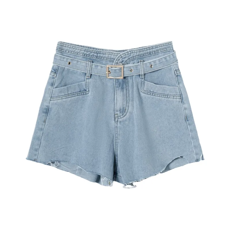 MEETLADY Denim Shorts Women's Light Denim Blue-0