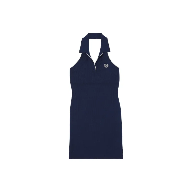 Victoria's Secret PINK Halter Knit Polo Dress/Midnight Navy Sleeveless Dress Women's Midnight Marine-0
