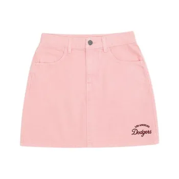 MLB Los Angeles Dodgers Denim Short Skirts Women's Peach Pink