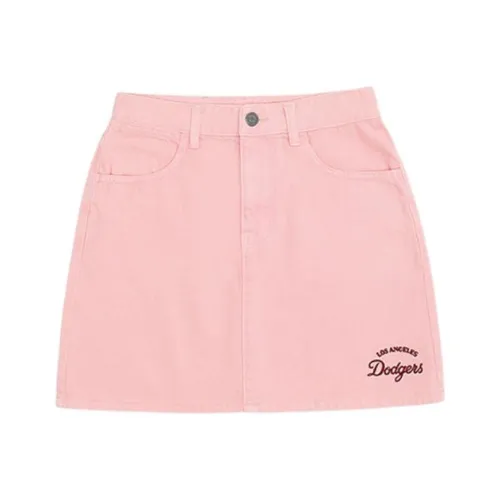MLB Los Angeles Dodgers Denim Short Skirts Women's Peach Pink