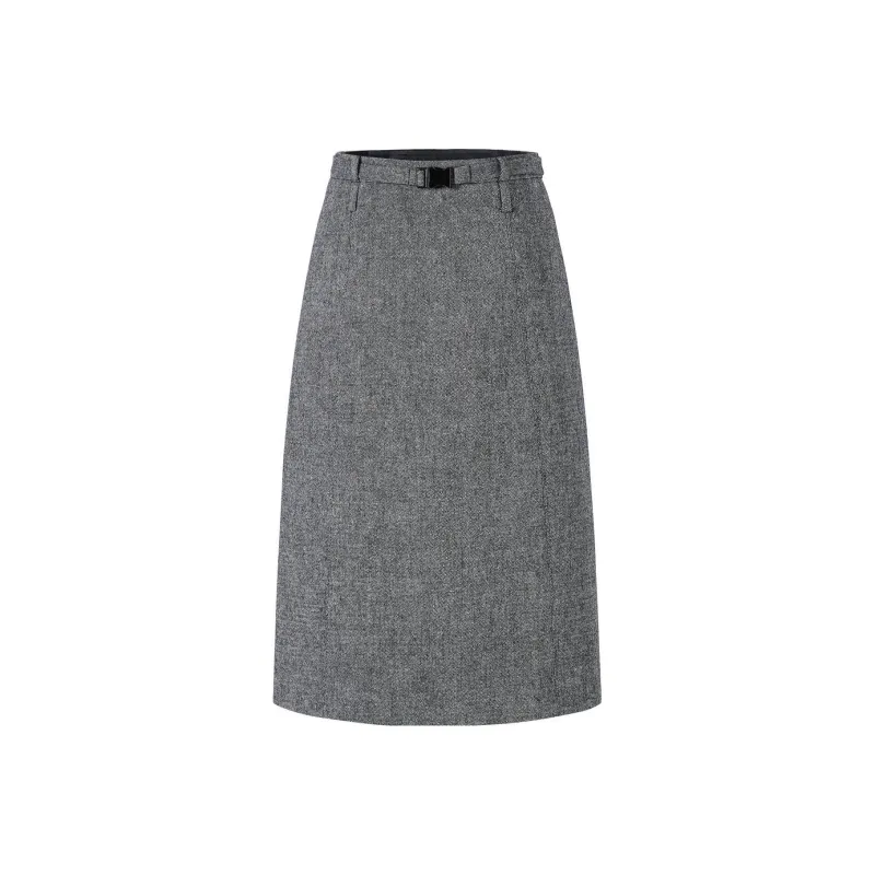 JZ Juzui Casual Long Skirts Women's Medium Gray-0