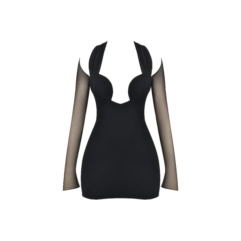 HOUSE OF CB HOLLY Long Sleeved Dress Women's BLACK/Black-8