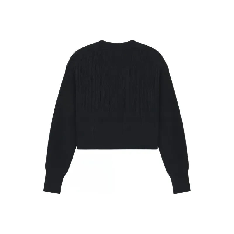 WE11DONE Logo patch Ribbed knit Wool Cardigan-1