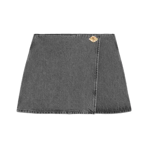 GANNI Denim Short Skirts Women's Shark Skin Gray