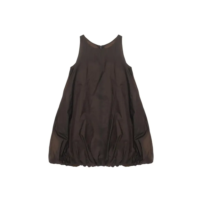 AMOMENTO Nylon Volume Mini Dress 'Brown'-0