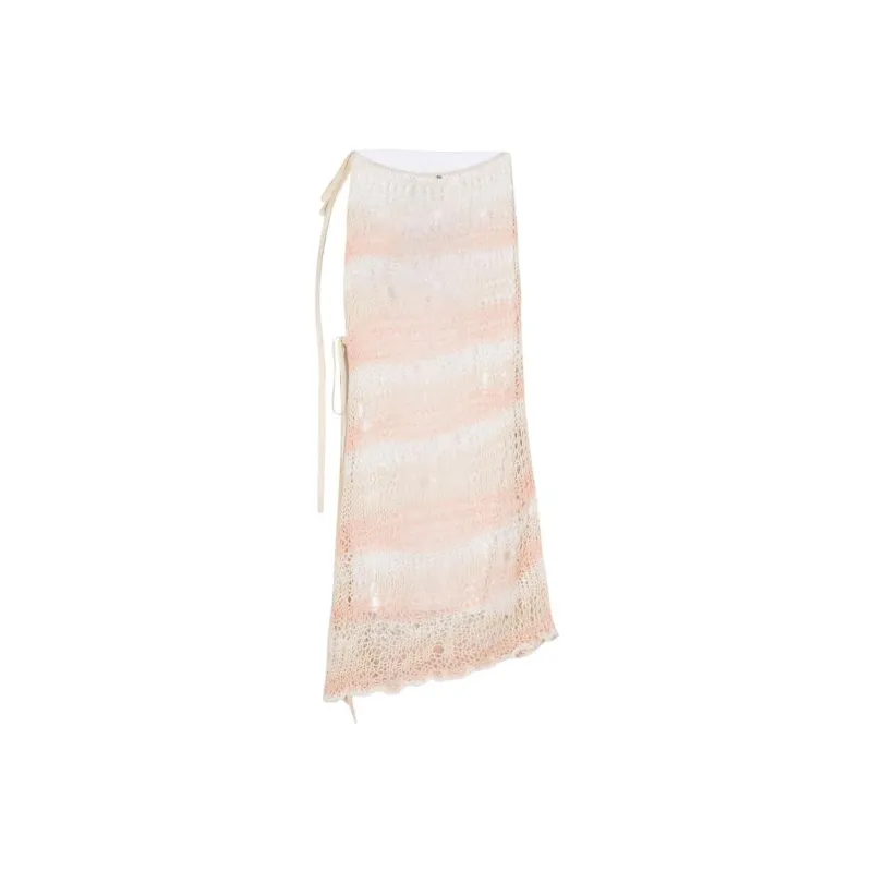 SportMax Ecuador Tied Waist Striped Knitted Skirt-0