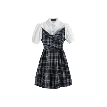 Incolore Short Sleeved Dresses Women's Plaid