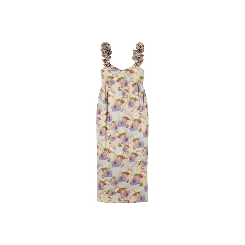 Ouyang Slip Dress Women's Monet Oil Painting-0