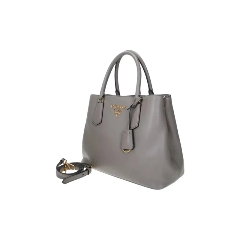 PRADA Calfskin Tote Bag, Shopping Bag, Shoulder Bag, Handbag Women's Gray-1