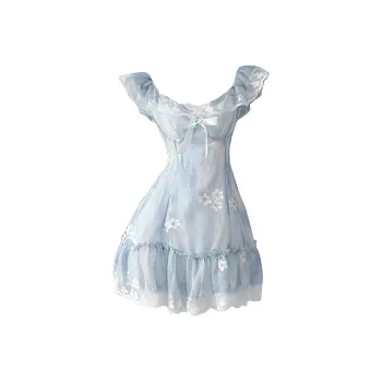 SECFLY OFFICIAL Slip Dress Women's Light Blue