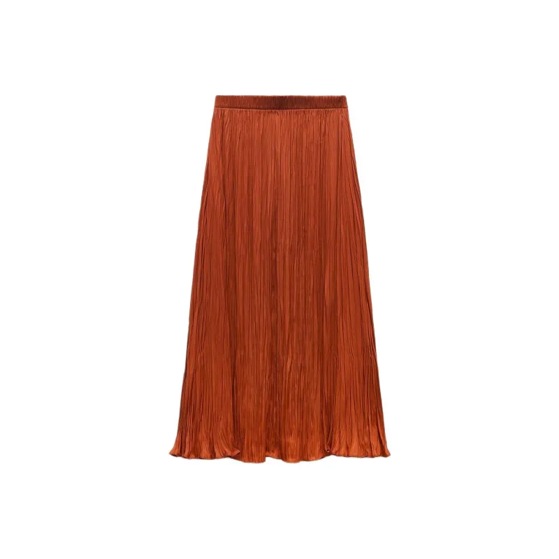 ZARA Casual Long Skirts Women's Orange-0