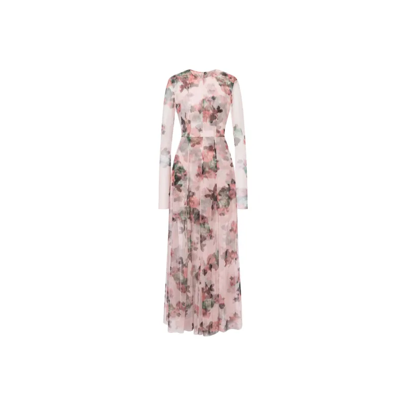 PHILOSOPHY DI LORENZO SERAFINI Flower Print Long Tulle Dress-0