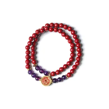 FANGYUANXIAOFU Reconstructed Cinnabar Bracelets Women's