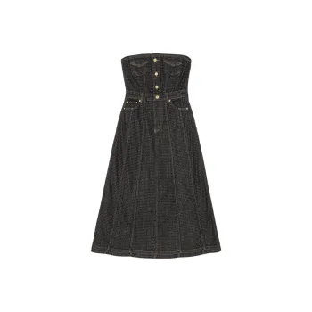 GANNI Fluffy Denim Midi Dress