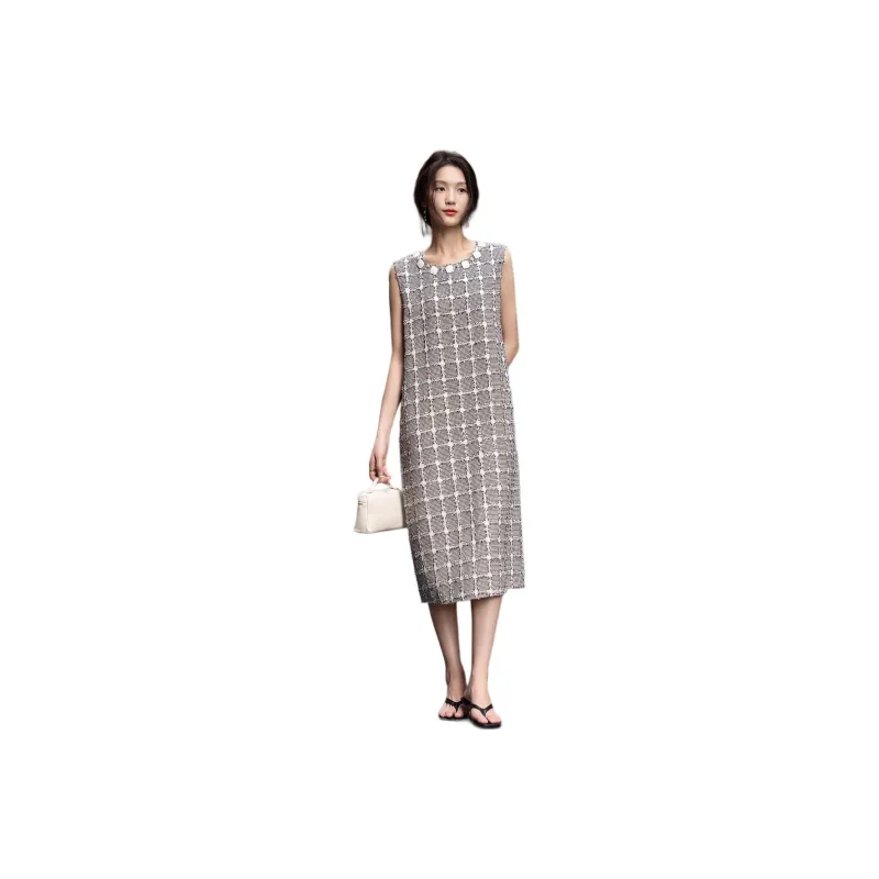 【dme】 Sleeveless Dress Women's Black Beige-0
