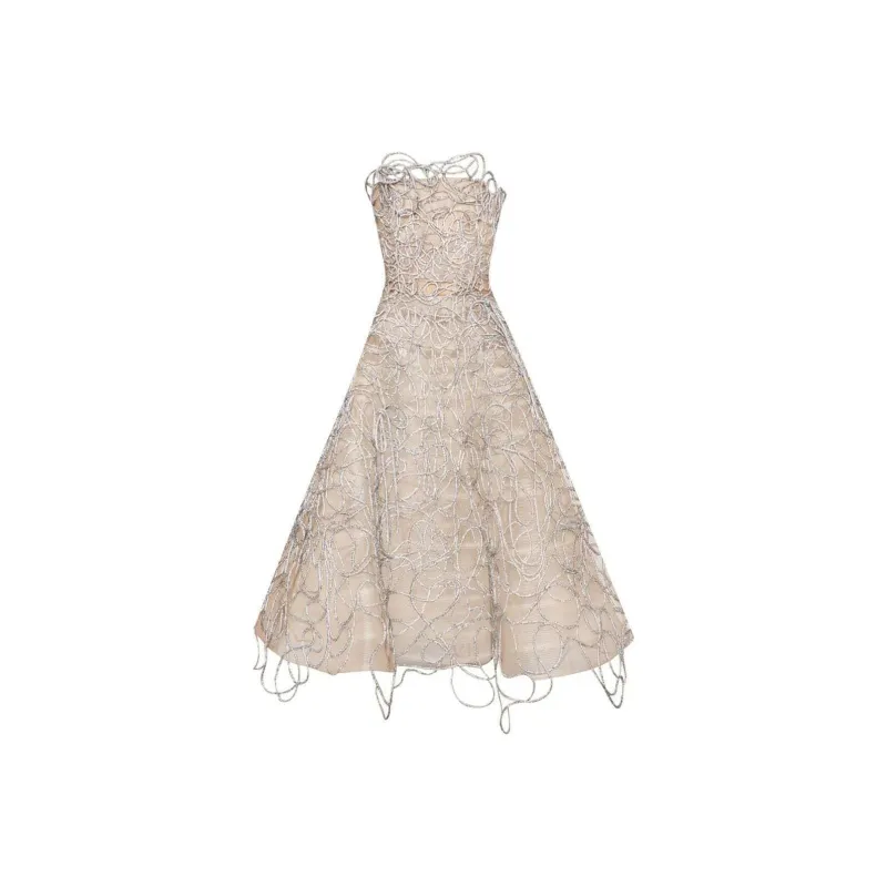 Oscar De La Renta Crystal Embroidered Cord Gown-0