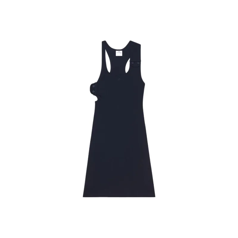Courrèges Double Buckle 90s Rib Dress 'Navy'-0