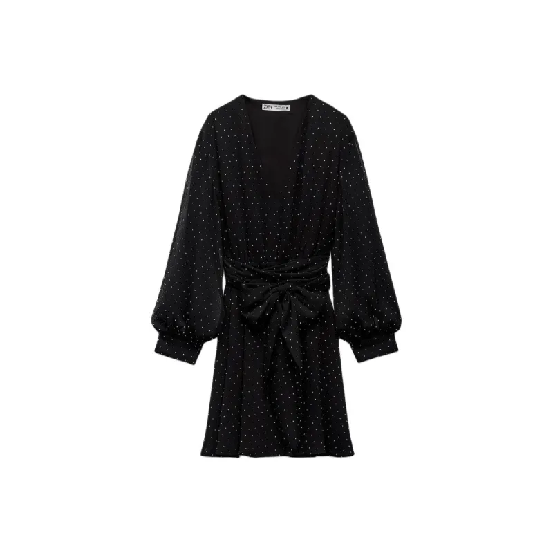 ZARA Long-Sleeved Dresses Women's Black-0