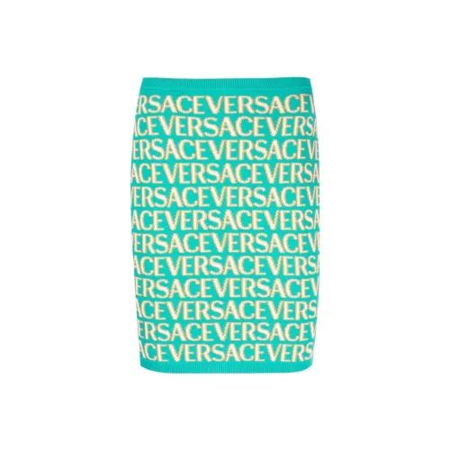 VERSACE Allover Logo-Jacquard Knitted Mini Skirt