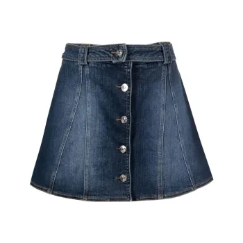 CHIARA FERRAGNI Logo Embroidered High-Waisted Denim Mini Skirt